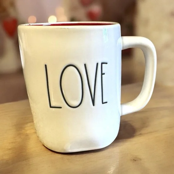 NWOT Limited Edition Collectible Rae Dunn LOVE Mug Red Interior Rare Gift Idea - Picture 11 of 13